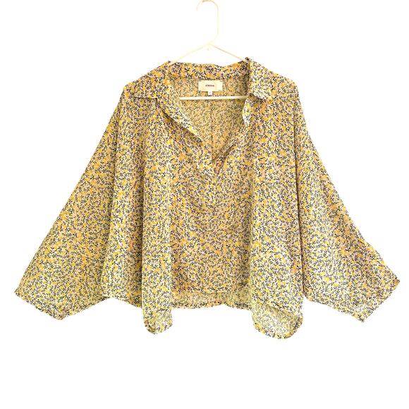 Xirena Daphne Top Sun Flora Yellow Floral Dolman Sleeve Top Medium Boho - Picture 1 of 9